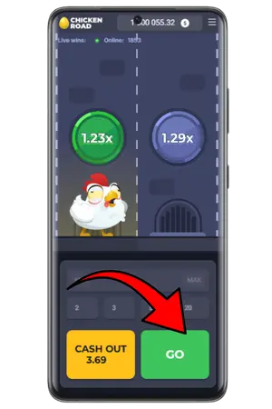 Klik op 'Go' om verder te gaanChicken Road Demo